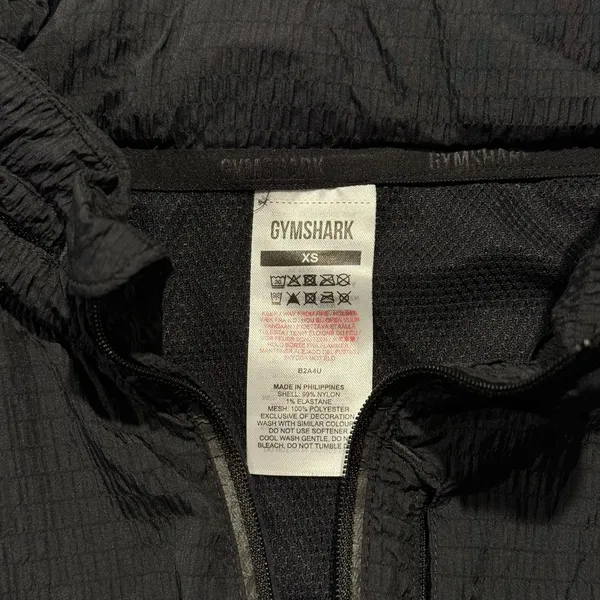 Gymshark Womens Jacket Speed Windbreaker Vented Packable Hood Black Size XS FK - Image 4