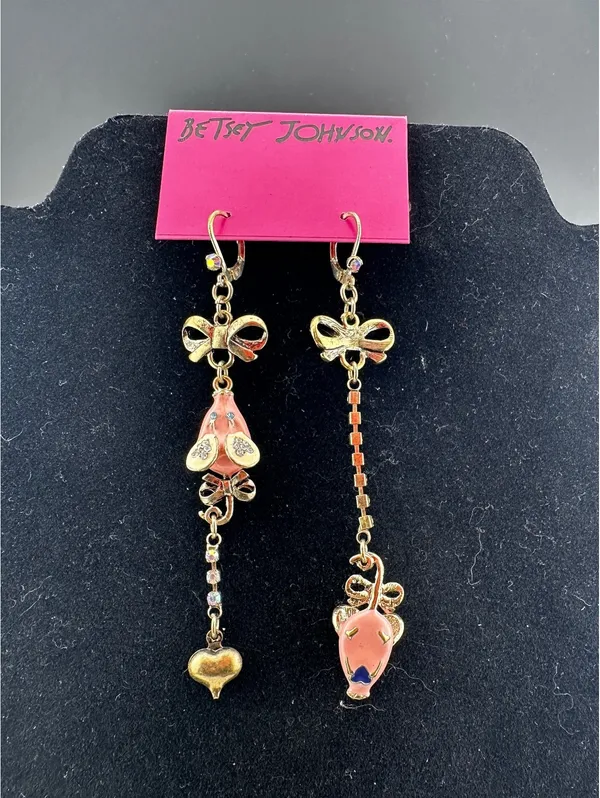 Betsey Johnson Asymmetrical Mouse and Bow Earrings - Image 2