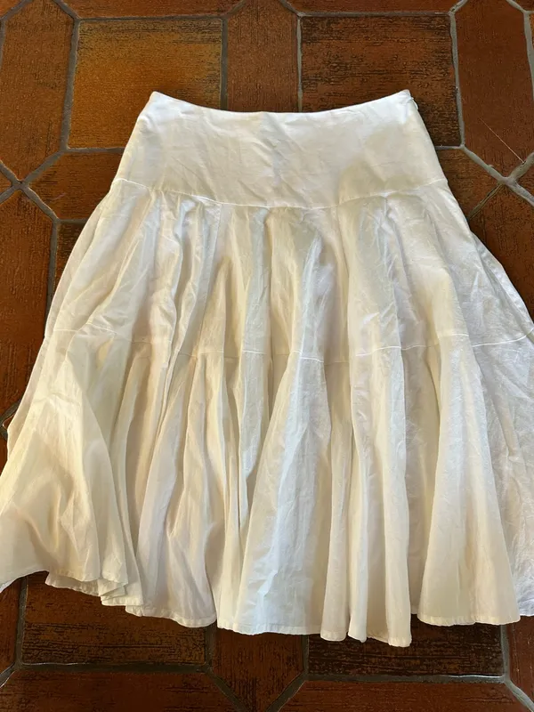 White Midi Skirt 100% Cotton Size 4 - Image 3
