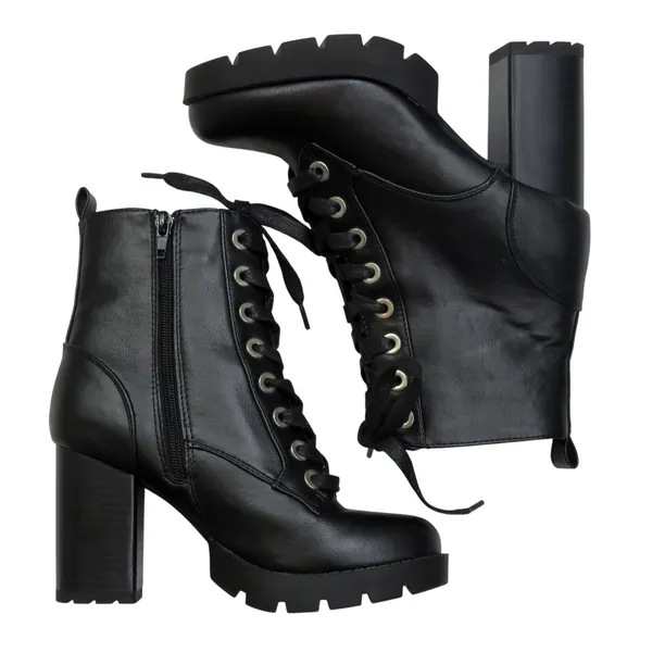 Sincerely Jules Racer Black Lace Up Combat Boots Chunky Heel Ankle Booties 6.5 - Image 5