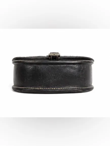 Vintage black leather woven crossbody purse - Image 5