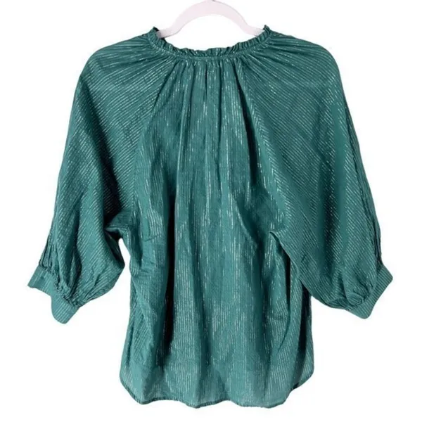 a.n.a Womens Tops Size XS‎ Metallic Silver Striped Batwing Sleeve - Image 2