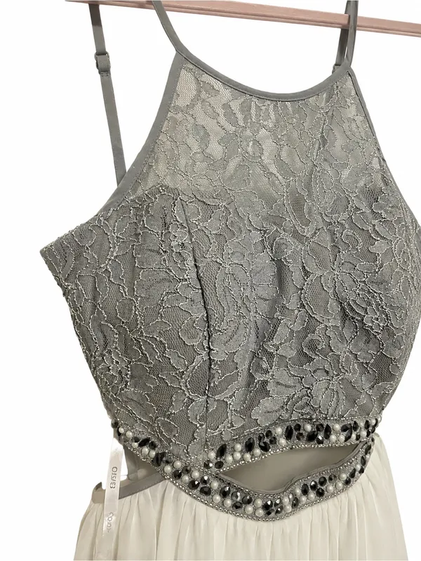 Speechless NWT White Silver Lace Cutout Beaded Homecoming Dress Size 11 - Image 8