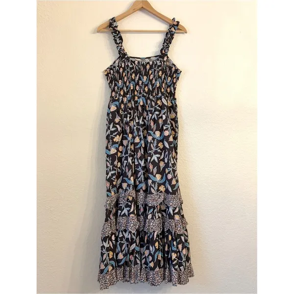 Universal Thread Tiered Floral Maxi Dress S‎ Ruffle Navy Pockets Cotton Blend - Image 5
