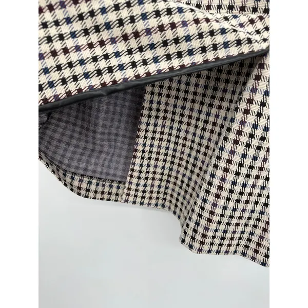 Ann Taylor‎ Black Plaid Faux Leather Trim Wrap Skirt Size 2 NWT Preppy Mini - Image 4