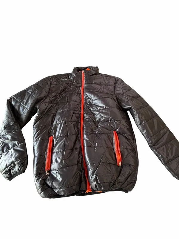 Women's Black and Orange Lightweight Puffer Jacket Size XL #260821 - Image 2
