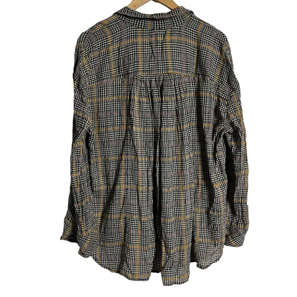 Free People Break My Stride Oversized Plaid Long Sleeve Button Up Shirt Size S - Image 12