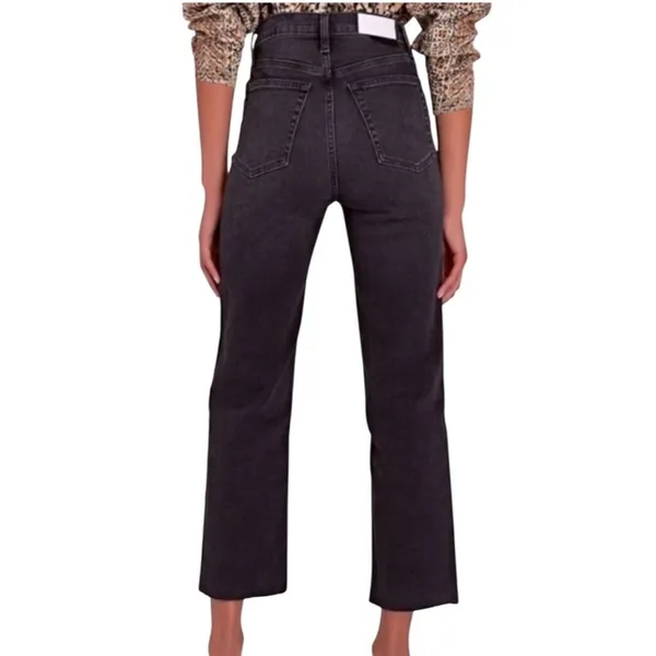 Re/Done Womens High-Rise Straight Leg Black Denim Jeans Size 29 - Image 4
