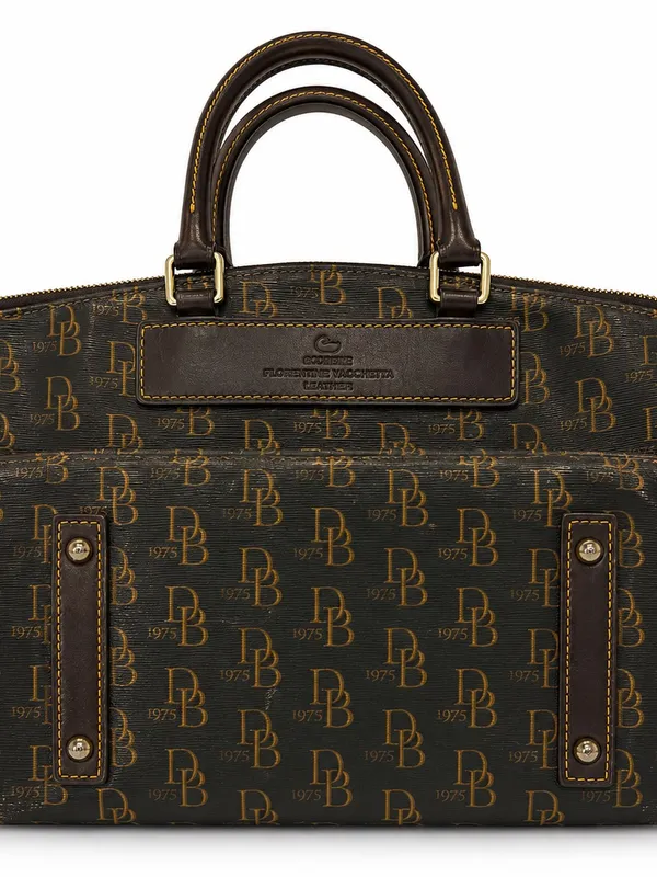 Dooney & Bourke Brown Monogram Satchel with Gold Hardware - Image 3