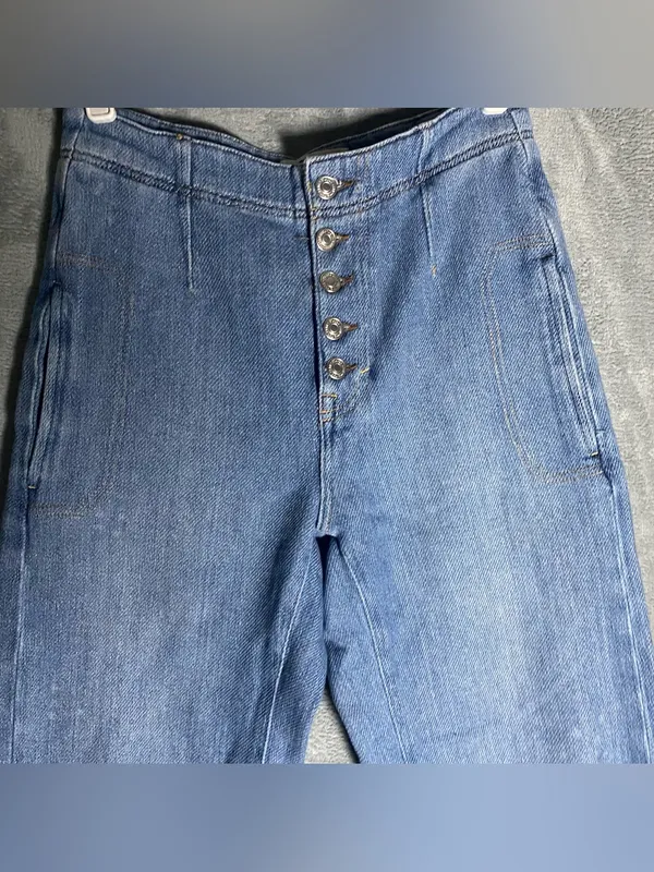 Free People Barrel High Fly Blue Jeans size 25 - Image 4