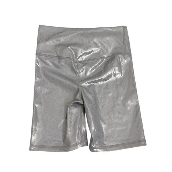 NWOT Gap Fit High Compression Silver Athletic Gym Bicycle Bike Shorts Size XS - Image 2
