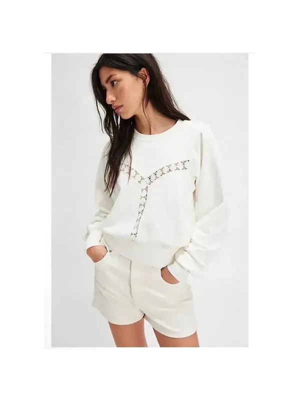 NWT FREE PEOPLE Sweet Nashville Sweatshirt in‎ Ivory NWT $128 - Image 8