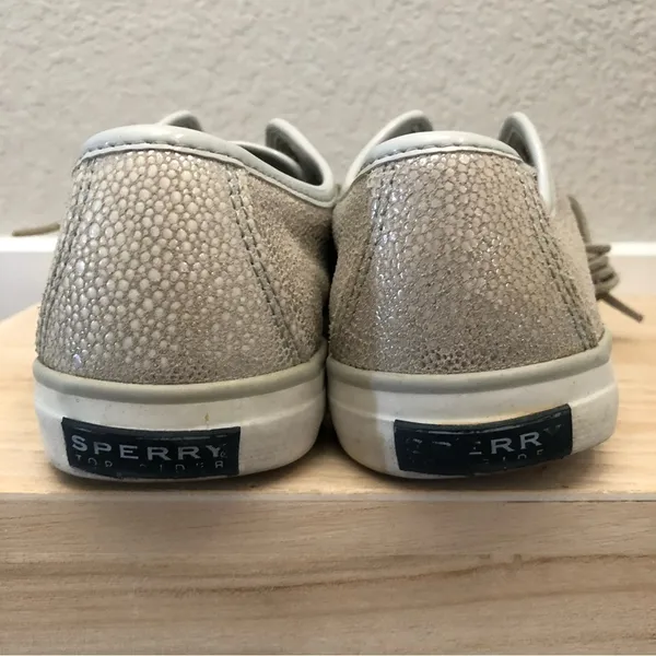 Sperry Seacoast Silver White Metallic Low Top Sneaker 7.5‎ - Image 6
