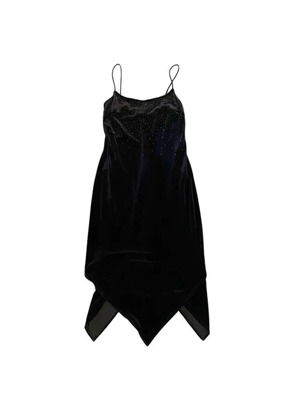Vintage Rampage 90s Y2K Velvet crystal Fairy Hem Midi Slip Dress cocktail moody - Image 9