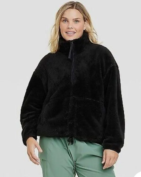 All In Motion Women's High Pile Fleece 1/2 Zip Pull Over - Black - Image 2