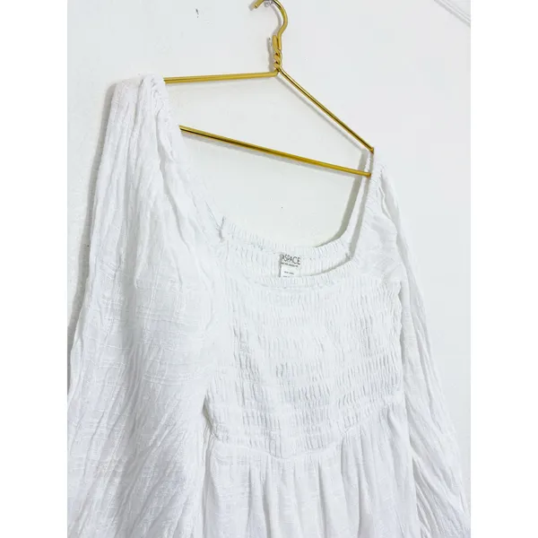 Revolve L*SPACE Winslet Dress Size Large Ivory Smocked Long Sleeve Boho - Image 7