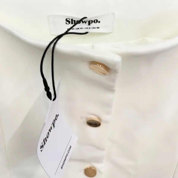 Showpo. Kenna Square Neck Button Down Mini Dress in Ivory size 6 NWT - Image 4
