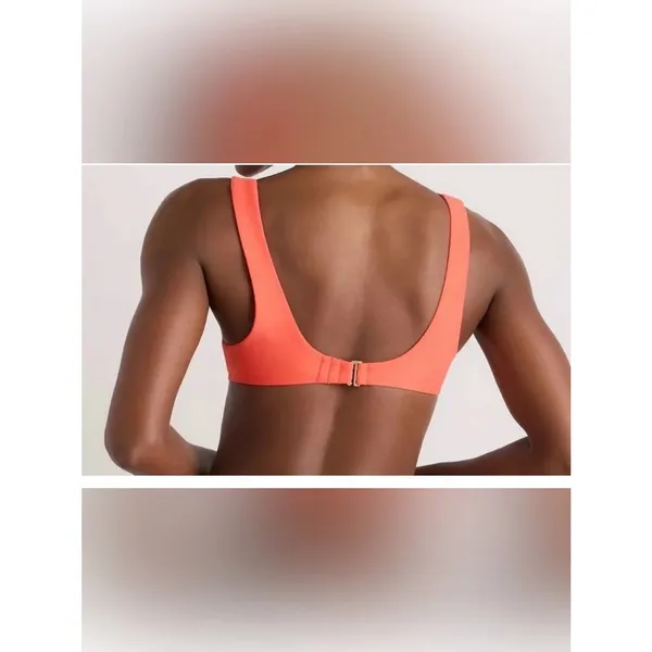 NWT Quince Sunset Orange Italian Plunge Bikini Swim Suit Top Women's Size Small - Image 2