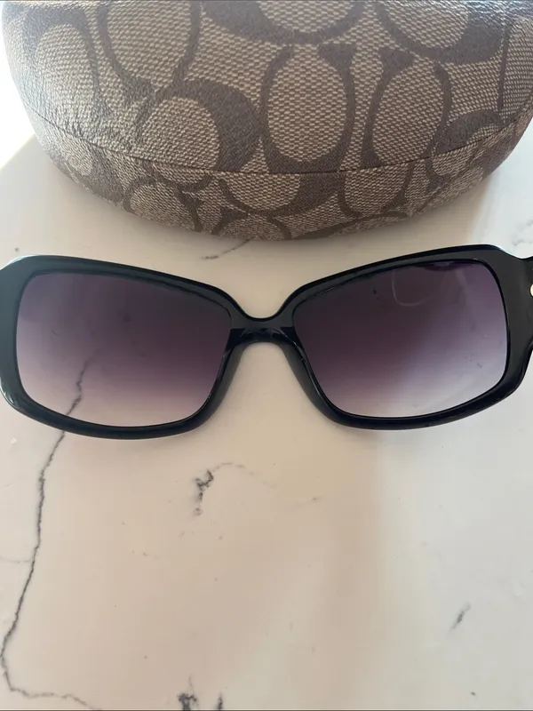 Coach Black Frame Sunglasses with Purple Gradient Lenses - Image 3
