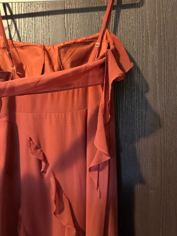 Azazie Bridesmaid Dress Terracotta Chiffon - Image 5