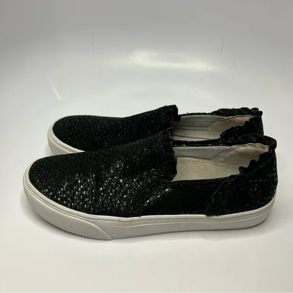 Nurse Mates by Sofft Farrah ruffle black leather slip on sneakers size‎ 8.5 - Image 4