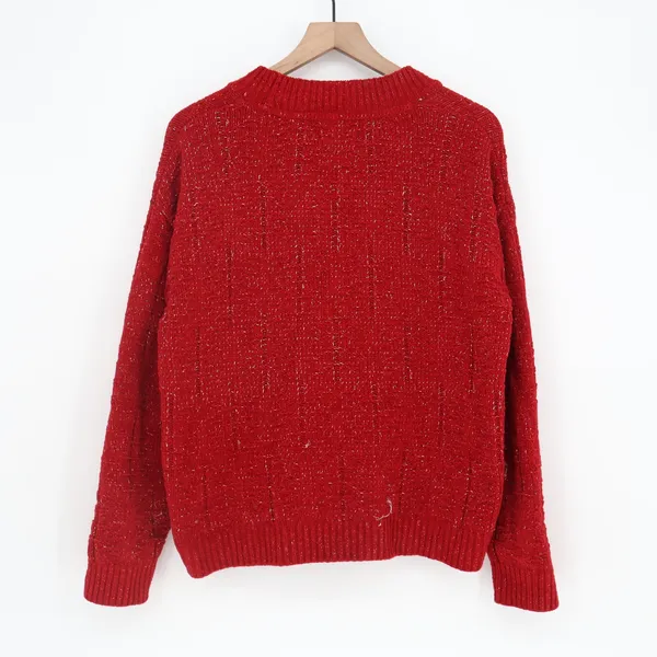 Weatherproof Vintage Sweater Womens XL Red Metallic Sparkle Textured Good - Image 5