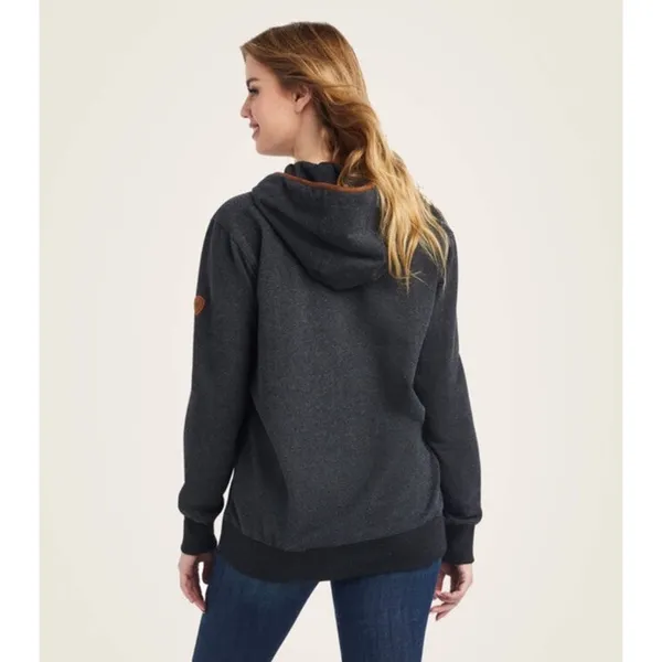 Ariat Real Elevated Hoodie Women’s Sz XL Fleece Leather Trim Henley Sweatshirt - Image 2