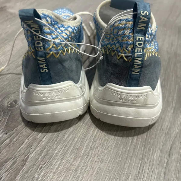 Sam Edelman Chelsie Knit Blue Sneakers Size 8 - Image 6
