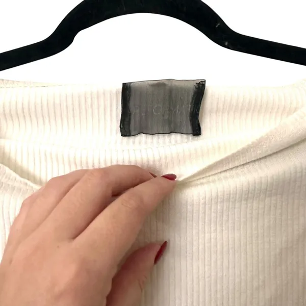 REFORMATION‎ Ribbed Cropped Long Sleeve White XS/S - Image 4