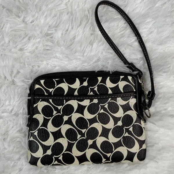 COACH Black White Signature Coated Canvas Wristlet - Image 2