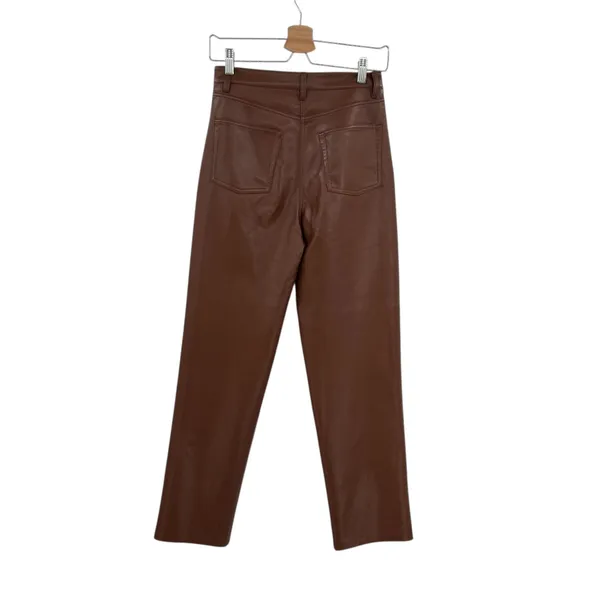 Aritzia Wilfred Melina Pants Vegan Faux Leather High Waist Brown Size‎ 4 - Image 9