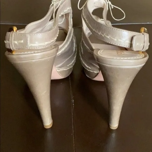 Prada Beige Platform Peeptoe Sandals - Image 5