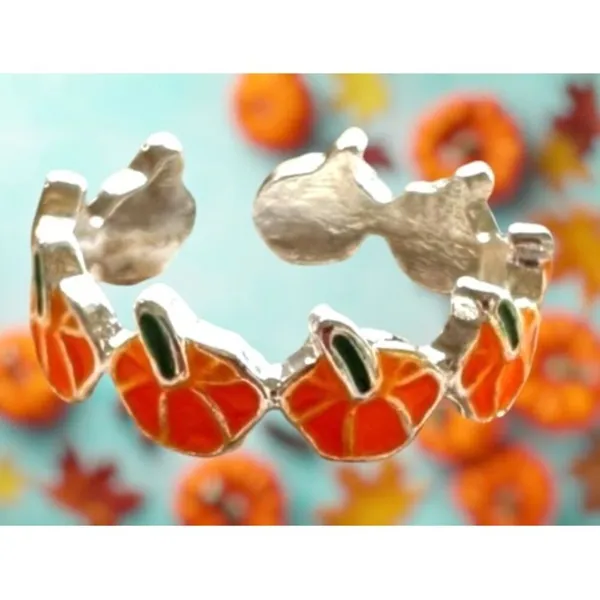 Pumpkin Ring New Orange Silver Adjustable Thanksgiving Autumn Jewelry Fe… - Image 11
