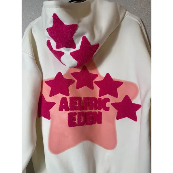 Aelfric Eden Vintage Embroidery Eden Star V303 Hoodie CreamPink Oversized SizeXS - Image 4
