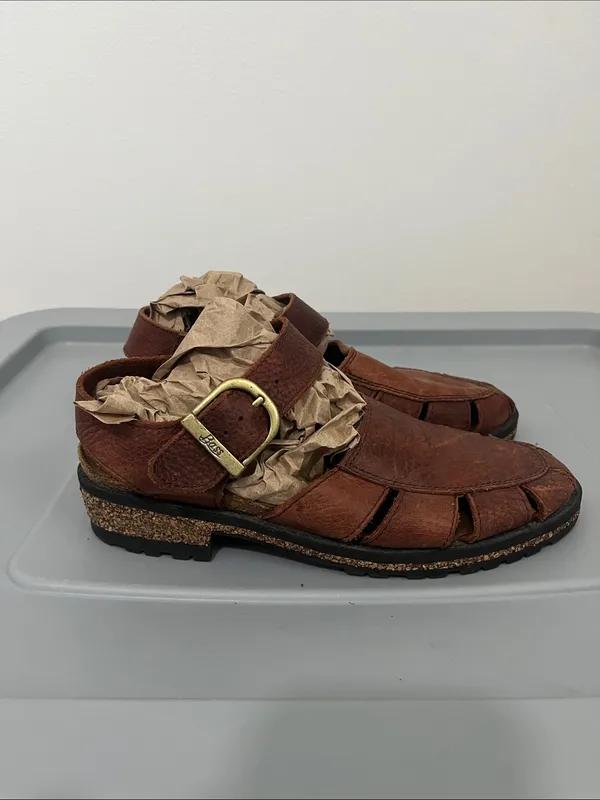 Bass Leather Fisherman Sandals (Sz 8.5) Cognac Brown Cork - Image 2