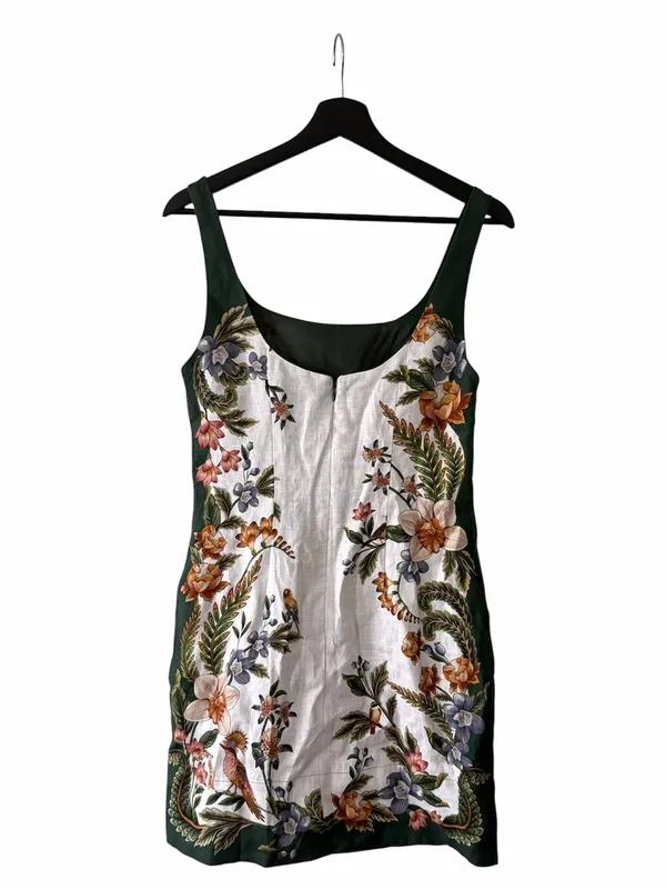 Farm Rio Dress Nature Floral Sleeveless Linen XS - Image 4