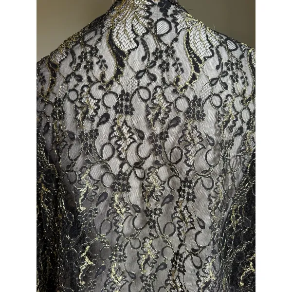 Victoria's Secret Black Gold Lace Robe 90's Glam Whimsi Goth S resort beach boho - Image 3