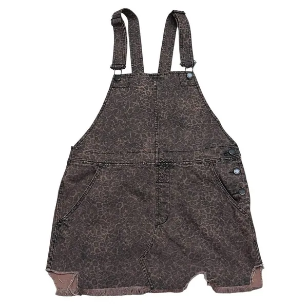 Free People womens size 8 animal print overall jumper distressed dress denim - Image 10
