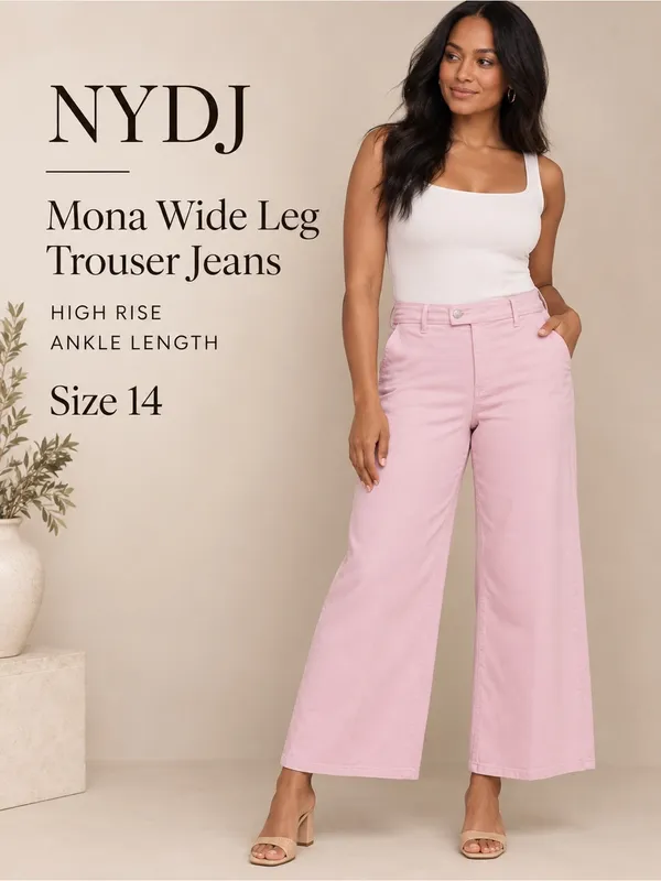 NYDJ Mona High Waist Ankle Wide Leg Trouser Jeans — Size 14 NWT - Image 2