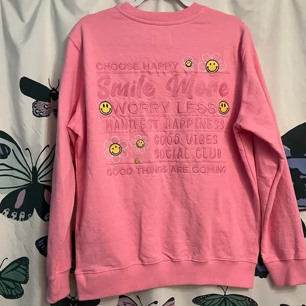 Smile more back hit crew neck sweater Pink Size M - Image 2