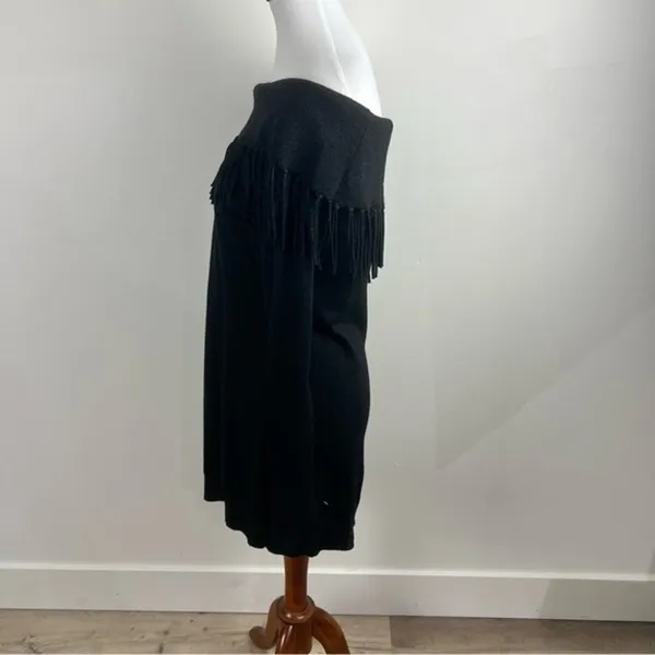 White House Black Market Metallic Fringe Off Shoulder Sweater Dress Large - Image 5