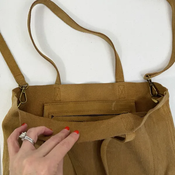 Madewell The Medium‎ Transport Tote Corduroy Suede Edition Crossbody Strap Gold - Image 9