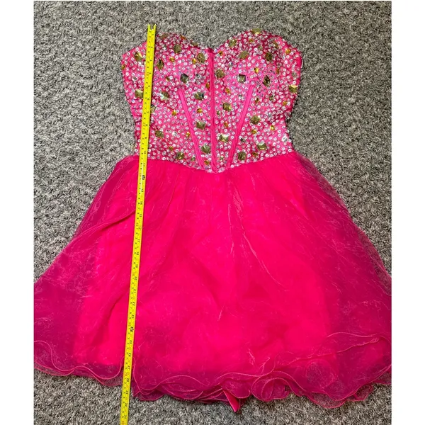 Dress Women Size 4 Strapless Evening Gown Pink Multicolor Rhinestone Gala - Image 6