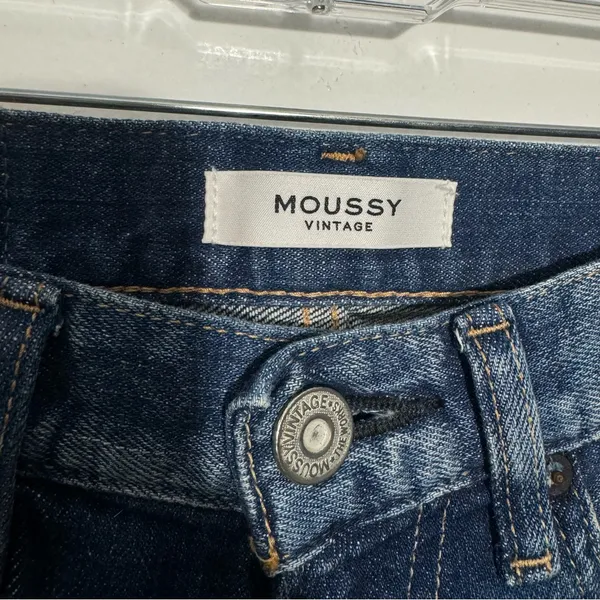 Moussy Vintage‎ Warren Skinny Blue Jeans Raw Hem Size 24 Designer Minimalist - Image 10