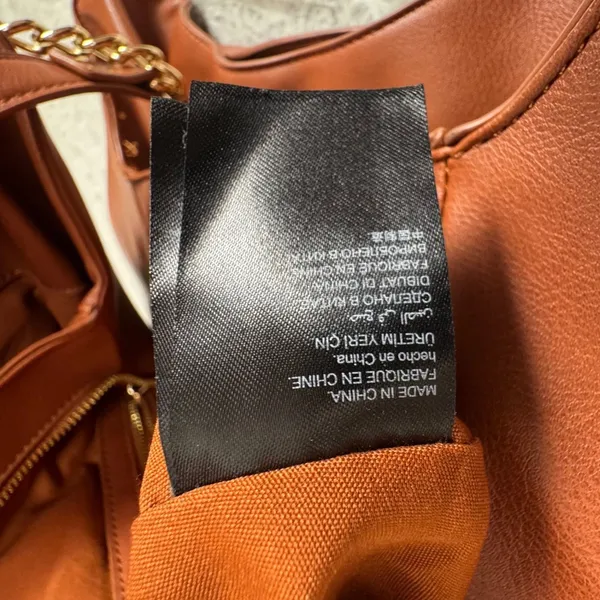 Bebe Colette Triple Entry Hobo Cognac Brown Shoulder Bag Chain Whlpstitch Slouch - Image 12