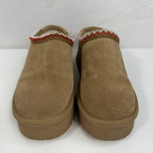 Cushionare Women’s 8.5 Kabuki Genuine Suede Platform Mule Slippers Tazz Beige‎ - Image 5