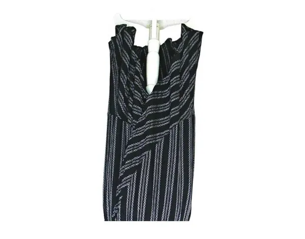 Elan Black White Striped boho cottagecore Linen Style Maxi Dress Medium $125 - Image 3