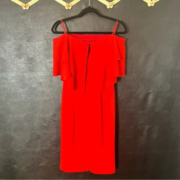 Ralph‎ Lauren Red Off Shoulder Dress Size 0 - Image 2