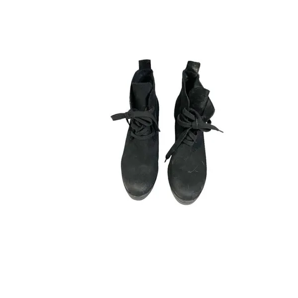 Eileen Fisher Womens Tug‎ Ankle Boots Booties Black Suede Block Lace Up 8.5 M - Image 3