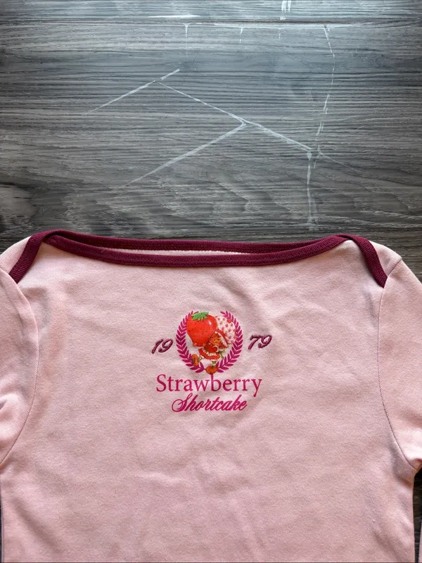 The World of Strawberry Shortcake Pink Long Sleeve Tee 1979 100% Cotton XS - Image 5